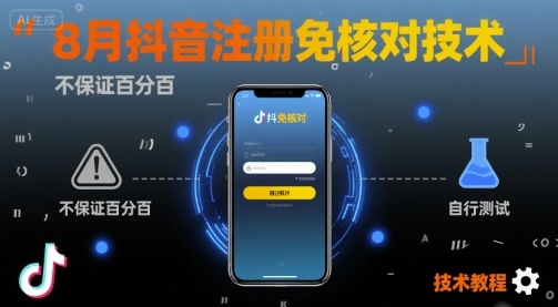 8月抖音注册免核对技术，不保证百分百，自测-599资源坊