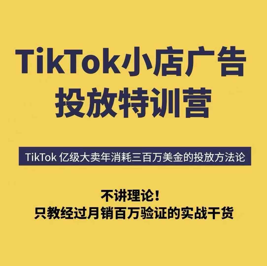 TikTok小店广告投放特训营，6天破局计划专治各种“投不动”，教你经过月销百万验证的实战干货-599资源坊