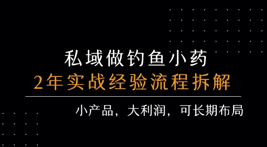 私域做钓鱼小药 每单利润3张+ 详细流程拆解-599资源坊