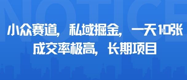 小众赛道，私域掘金，一天多张，成交率极高，长期项目-599资源坊