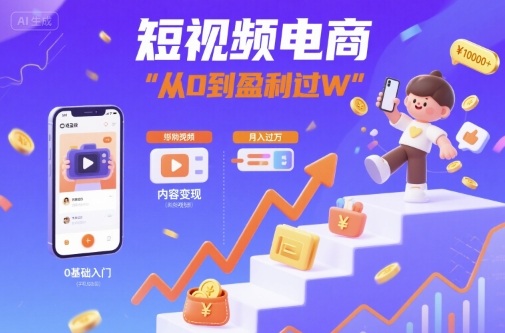 短视频电商：短视频变现从0到盈利过W-599资源坊