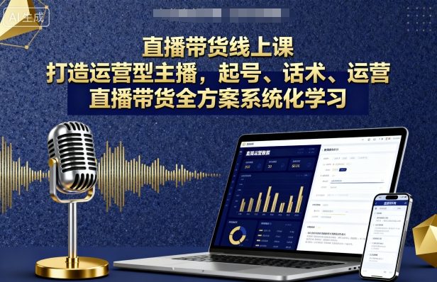 直播带货线上课，打造运营型主播，起号、话术、运营，直播带货全方案系统化学习-599资源坊