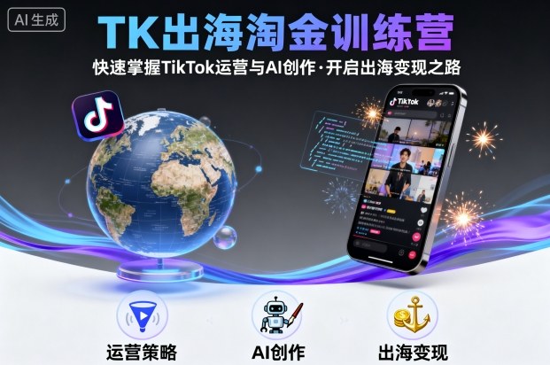 TK出海淘金训练营，助你快速掌握TikTok运营与AI创作，开启出海变现之路-599资源坊