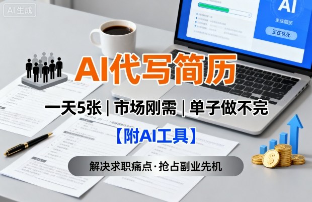 AI代写简历，一天5张，今年找工作难，市场刚需，单子做不完【附AI工具】-599资源坊