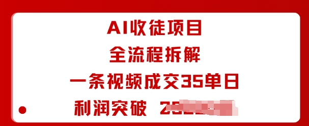 AI收徒项目全流程拆解一条视频成交35单日利润突破1k+-599资源坊