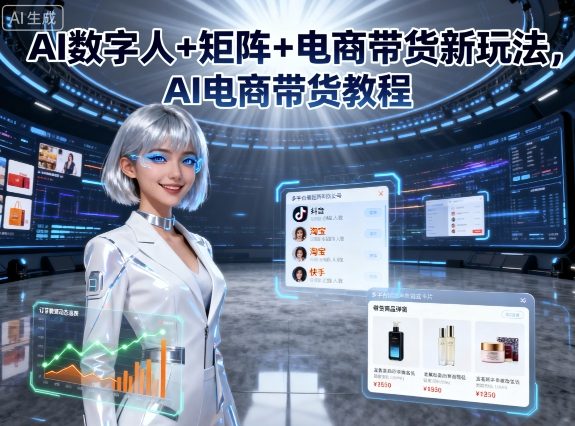 AI数字人+矩阵+电商带货新玩法，AI电商带货教程-599资源坊