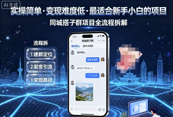 实操简单，变现难度低，最适合新手小白做的项目，每天轻松收入3张，同城搭子群项目全流程拆解-599资源坊