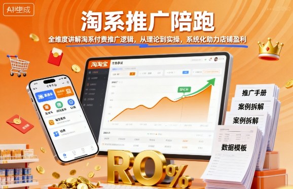 淘系推广陪跑，全维度讲解淘系付费推广逻辑，从理论到实操，系统化助力店铺盈利-599资源坊