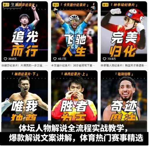 体坛人物解说全流程实战教学，爆款解说文案讲解，体育热门赛事精选-599资源坊