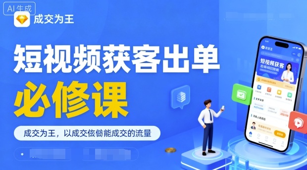 短视频获客出单必修课，成交为王，以成交为导向，直接做能成交的流量-599资源坊