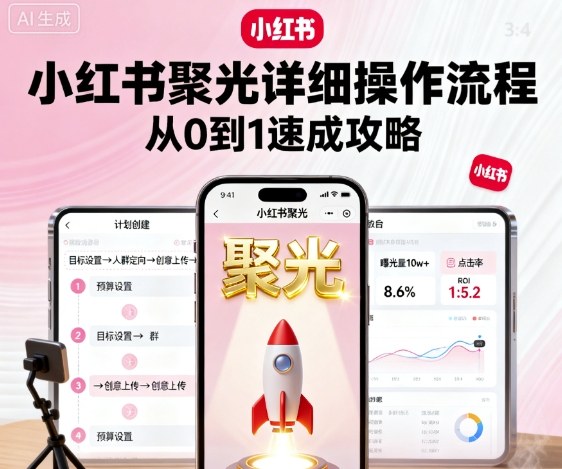 小红书聚光详细操作流程，小红书聚光从0到1速成攻略-599资源坊