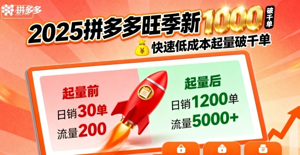 2025拼多多旺季新老店铺——快速低成本起量破千单-599资源坊
