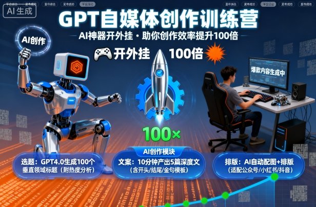 GPT自媒体创作训练营：AI神器开外挂，助你创作效率提升100倍-599资源坊