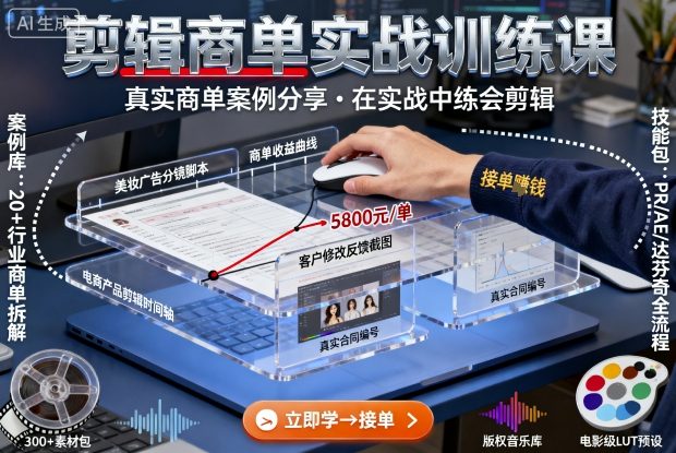 剪辑商单实战训练课，真实商单案例分享，在实战中练会剪辑-599资源坊