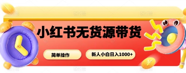 小红书无货源带货项目，简单无脑，新人小白日入多张-599资源坊