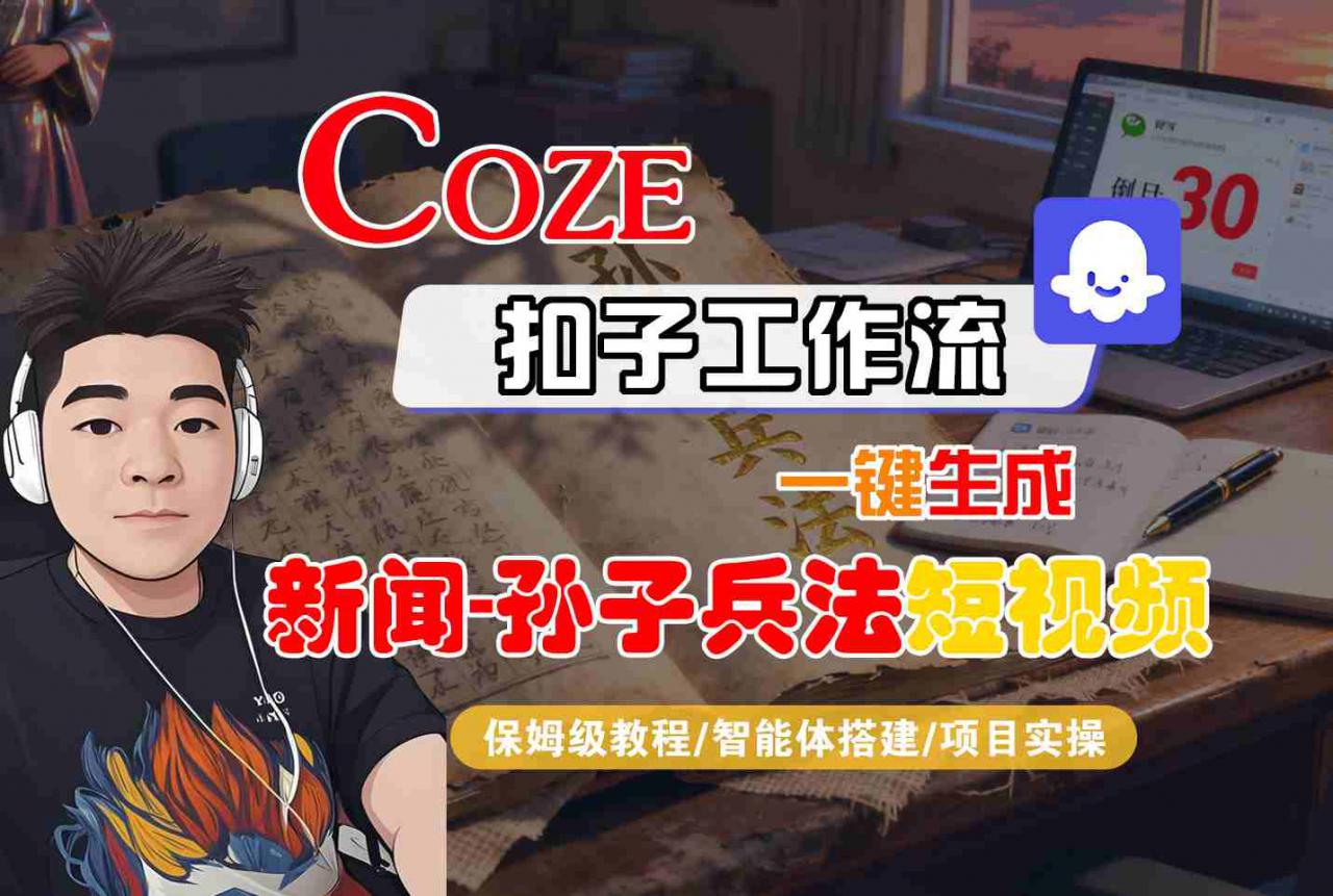 Coze扣子智能体工作流一键生成“新闻-孙子兵法“短视频，全流程保姆级教学-599资源坊