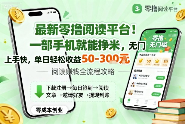 最新零撸阅读平台！一部手机就能挣米，无门槛上手快，单日轻松收益50-3张【揭秘】-599资源坊