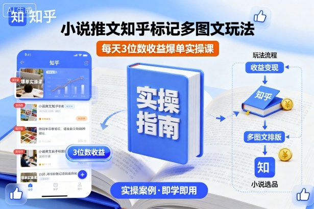 小说推文知乎标记多图文玩法，每天3位数收益爆单实操课-599资源坊