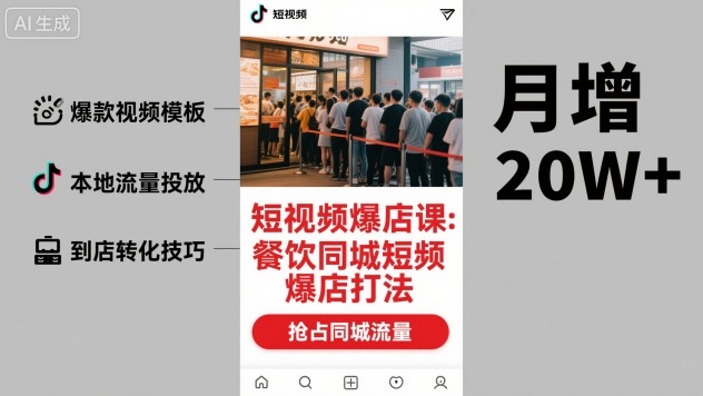 短视频爆店课，餐饮同城短视频爆店打法-599资源坊