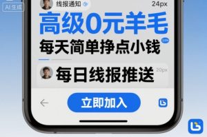 高级0元羊毛线报社群项目,每天简单挣点小钱-599资源坊
