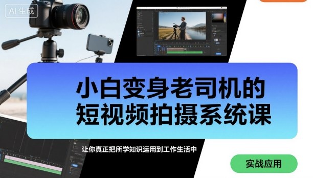 小白变身老司机的短视频拍摄系统课，让你真正把所学知识运用到工作生活中-599资源坊