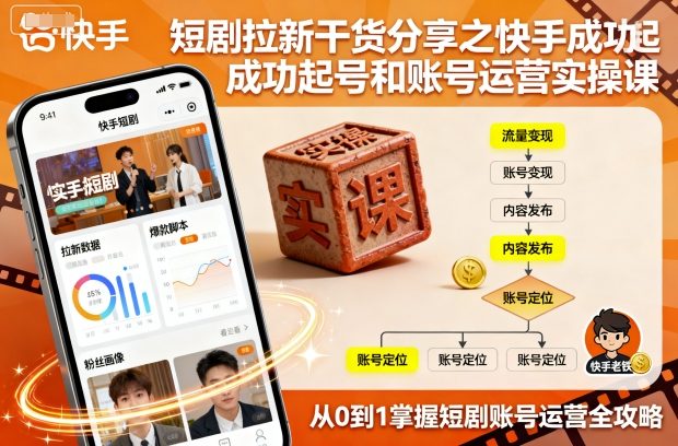 短剧拉新干货分享之快手成功起号和账号运营实操课-599资源坊