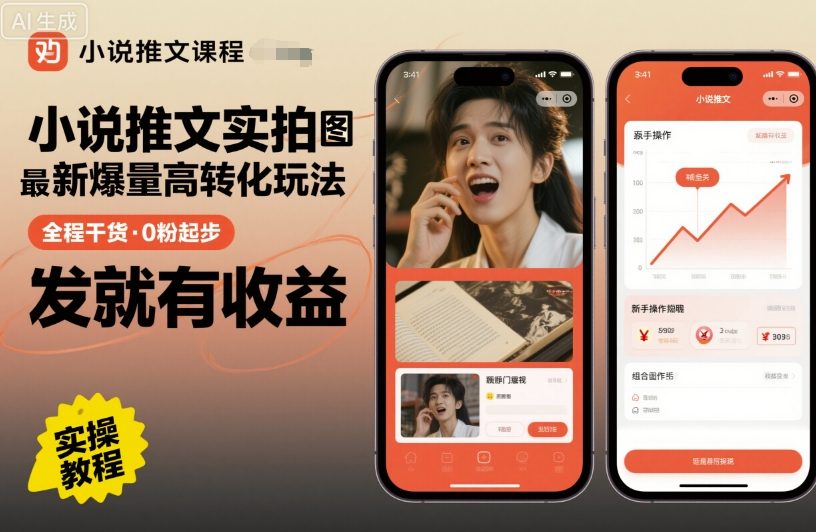 小说推文实拍双图文最新爆量高转化玩法，全程干货，0粉起步，发就有收益-599资源坊