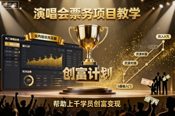 演唱会票务项目教学，业内培训天花板，帮助上千学员创富变现-599资源坊