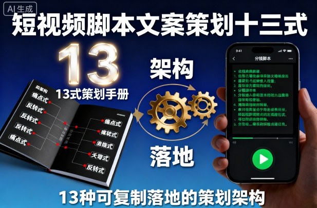 短视频脚本文案策划十三式，13种可复制落地的策划架构-599资源坊