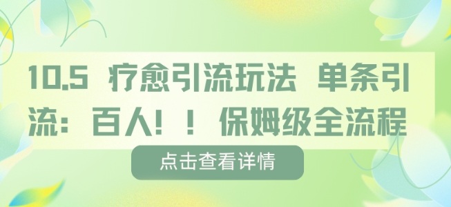 疗愈引流玩法，单条引流百人，保姆级全流程-599资源坊