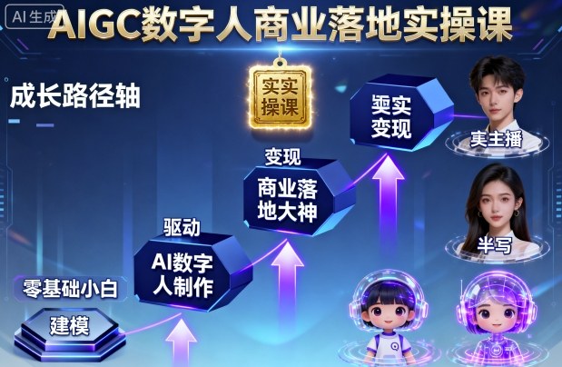 AIGC数字人商业落地实操课，从零基础小白到AI数字人大神-599资源坊