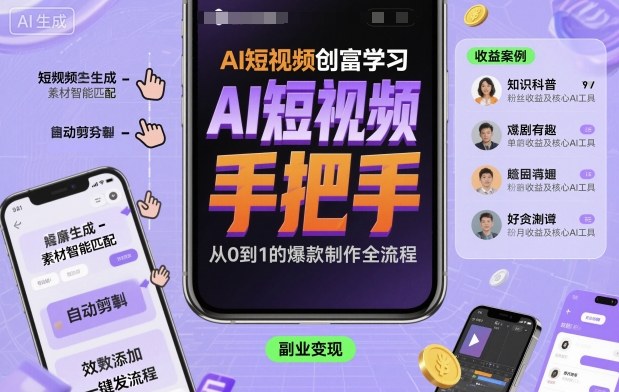 AI短视频创富学习，手把手教会你制作AI短视频-599资源坊
