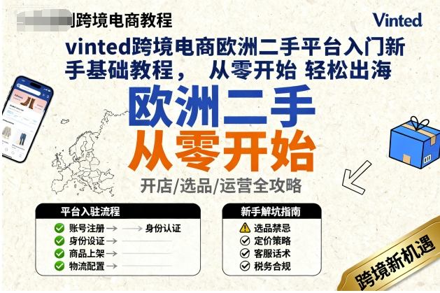 vinted跨境电商欧洲二手平台入门新手基础教程，从零开始轻松出海-599资源坊